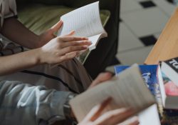 People reading at book club